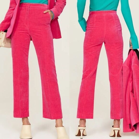 CALLAS Milano Pants Women 40 US 4 Stella Pink Velvet Wide Straight Leg High Rise - Picture 1 of 14
